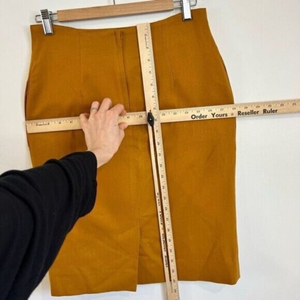 Vintage Denise Petites Womens 10 100% Pure Wool Pleated Slit Skirt Yellow - Picture 4 of 10